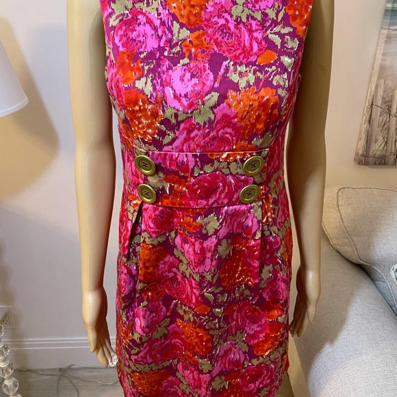 Michael Kors Floral‎ Dress W/Logo Buttons Sz 6 - Picture 2 of 13